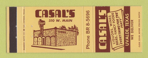Matchbook Cover - Casal's Liquor Uvalde TX WORN BACK