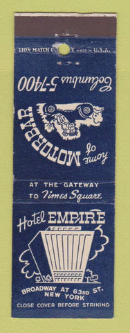 Matchbook Cover - Hotel Empire New York City Motorbar