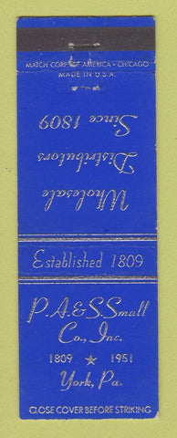Matchbook Cover - PA S Small Company York PA 1951 Distributors Hardware