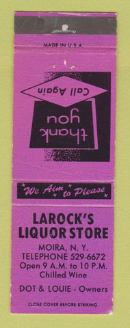 Matchbook Cover - Larock's Liquor Store Moira NY WEAR