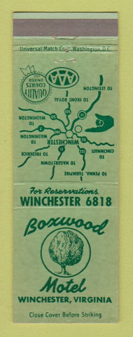 Matchbook Cover - Boxwood Motel Winchester VA