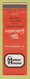 Matchbook Cover - The Motor House Cascades Restaurant Williamsburg VA