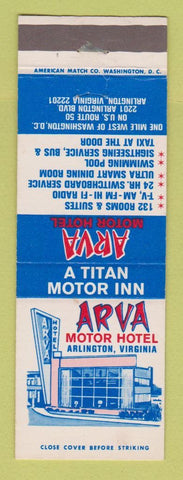 Matchbook Cover - Arva Motor Hotel Arlington VA