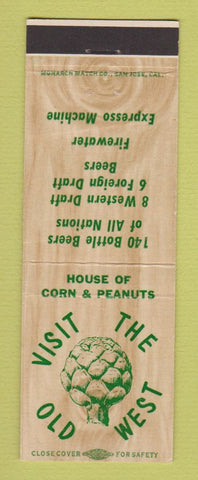 Matchbook Cover - House of Corn and Peanuts Club Artichoke San Bruno CA