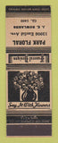 Matchbook Cover - Park Flower Flowers Cleveland OH