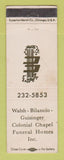 Matchbook Cover - Walsh Bilancio Guisinger Funeral Home WEAR