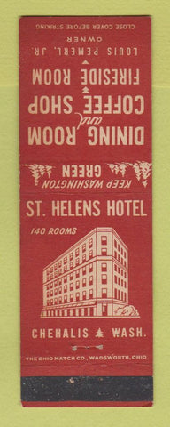 Matchbook Cover - St Helens Hotel Chehalis WA