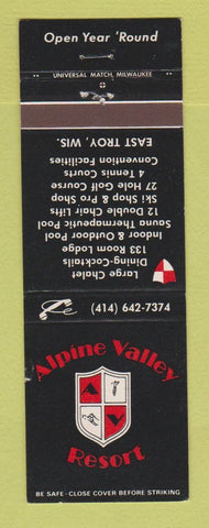 Matchbook Cover - Alpine Valley Resort East Troy WI WEAR