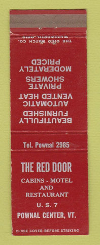 Matchbook Cover - The Red Door Cabins Motel Restaurant Pownal Center VT