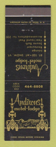 Matchbook Cover - Andirons Motel Lodge Mount Snow VT