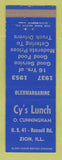 Matchbook Cover - Cy's Lunch Zion IL 1953