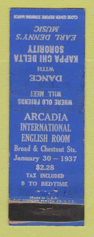 Matchbook Cover - Kappa Chi Delta Sororiety Dance 1937 WEAR
