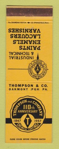 Matchbook Cover - Thompson Chemical Coatings Pittsburgh Oakmont PA 1957