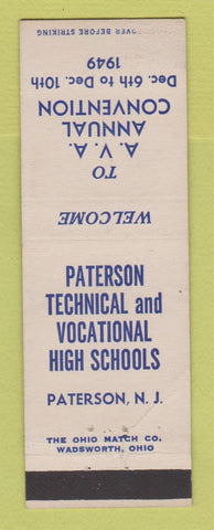 Matchbook Cover AVA Convention Paterson NJ Technical High Schools 1949 WORN BACK