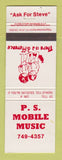 Matchbook Cover - PS Mobile Music Canada DJ WORN BACK