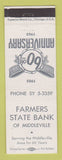 Matchbook Cover - Farmers State Bank Middleville 1963