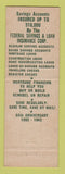 Matchbook Cover - Plymouth Federal Savings and Loan MA 1962