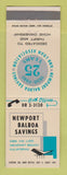 Matchbook Cover - Newport Balboa Savings Newport Beach CA 1961