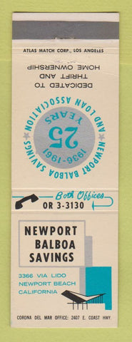 Matchbook Cover - Newport Balboa Savings Newport Beach CA 1961