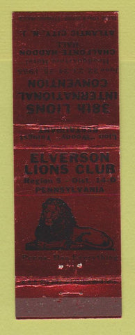Matchbook Cover - Elverson Lions Club Convention Atlantic City NJ PA BRONZE