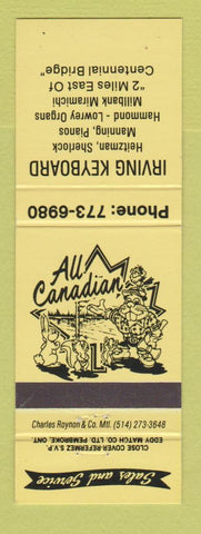 Matchbook Cover Irving Keyboard Music Hammond Organs Piano Millbank Miramichi NB