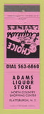 Matchbook Cover - Adams Liquor Store Plattsburgh NY PINK