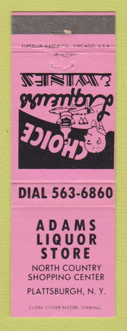 Matchbook Cover - Adams Liquor Store Plattsburgh NY PINK