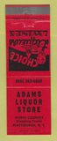 Matchbook Cover - Adams Liquor Store Plattsburgh NY RED