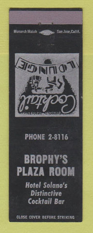 Matchbook Cover - Brophy's Plaza Room Hotel Solano Bar CREASE