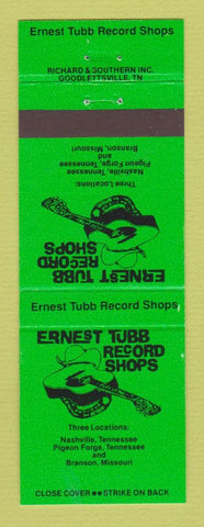 Matchbook Cover - Ernest Tubbs Record Shops Nashville Pigeon Forge TN  GREEN