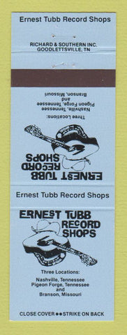 Matchbook Cover - Ernest Tubbs Record Shops Nashville Pigeon Forge TN  BLUE