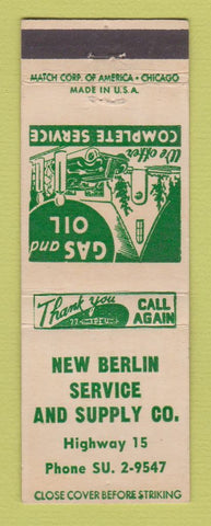 Matchbook Cover - New Berlin Service Supply oil gas WI?