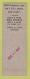 Matchbook Cover - Green Hut Bay City MI SAMPLE