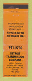 Matchbook Cover - Detroit Transmission Company Clinton Township MI WEAR
