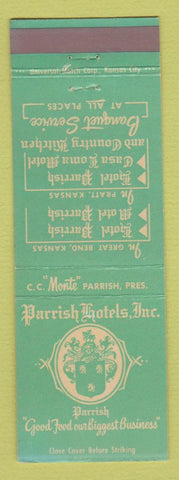 Matchbook Cover - Parrish Hotels Pratt Great Bend KS
