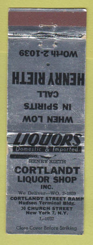 Matchbook Cover - Cortlandt Liquor Store New York City WEAR