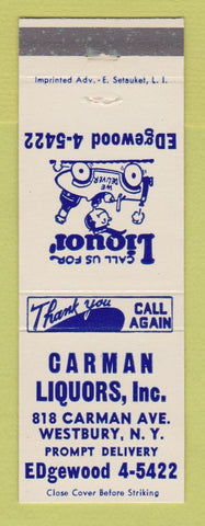 Matchbook Cover - Carman Liquor Store Westbury NY