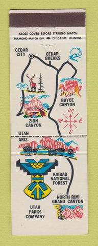Matchbook Cover - Utah Parks Company Cedar City UT Union Pacific Railroad