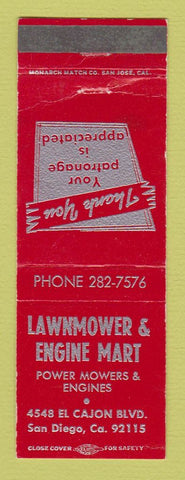 Matchbook Cover - Lawnmower and Engine Mart San Diego CA WEAR