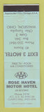 Matchbook Cover - Rose Haven Motor Hotel Clarks Hill IN