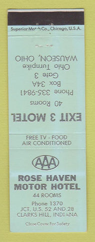 Matchbook Cover - Rose Haven Motor Hotel Clarks Hill IN