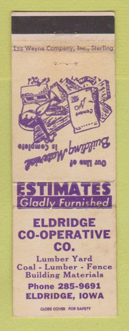 Matchbook Cover - Eldridge COOP Lumber Yard Eldridge IA WEAR