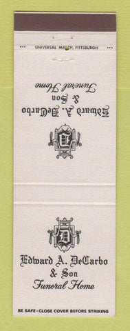 Matchbook Cover - Edward DeCarbo Funeral Home New Castle PA