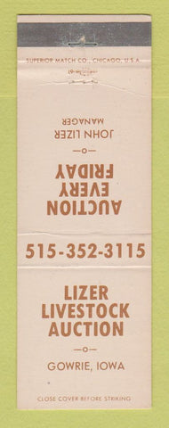 Matchbook Cover - Lizer Livestock Auction Gowrie IA