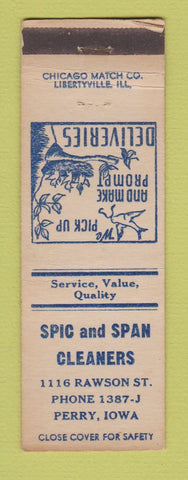 Matchbook Cover - Spic and Span Cleaners Perry IA WEAR