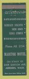 Matchbook Cover - Manitou Motel Aberdeen WA WEAR