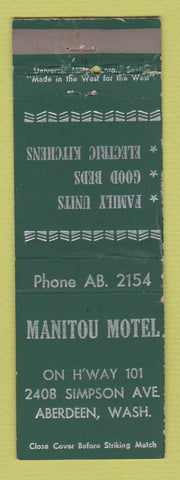 Matchbook Cover - Manitou Motel Aberdeen WA WEAR