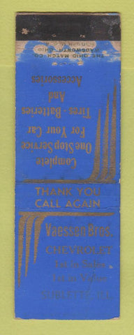 Matchbook Cover - Vaessen Bros Chevrolet Sublette IL WORN
