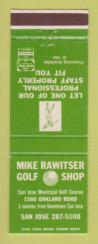 Matchbook Cover - Mike Rawitser Golf Shop San Jose CA
