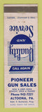 Matchbook Cover - Pioneer Guns Sales Altoona PA WEAR